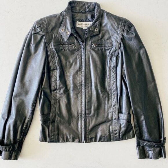 1980's Vintage 100% Leather Split End Ltd. Black Motorcycle Jacket, MED - Picture 1 of 15